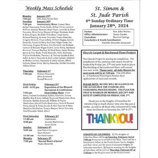 St. Simon & St. Jude Parish 4th Sunday Ordinary Time January 28th, 2024