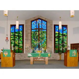 Stain Glass window behind the altar