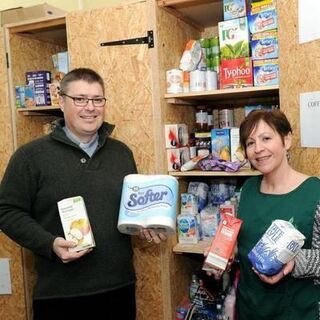 Rev Ian Pearce with Gill Bates, manager of Foodbank for Bexley borough