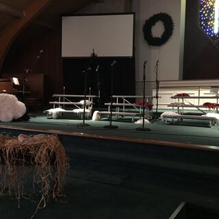 The sanctuary decorated for Christmas