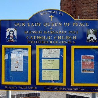 Our Lady Queen of Peace & Blessed Margaret Pole Church sign