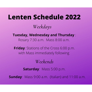 Lenten Schedule 2022