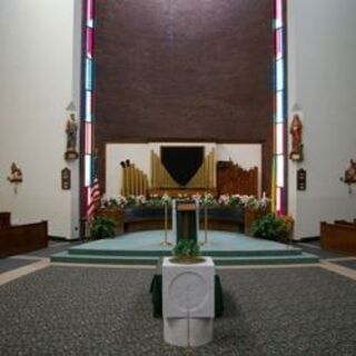 The pulpit and organ in the main church