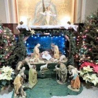 The Nativity arrangement in front of Christ the King altar