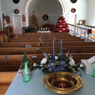 The sanctuary decorated for Christmas (2022)