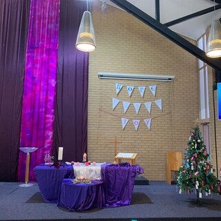 The sanctuary decorated for Christmas