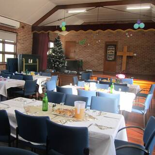 MRUC Congregation 2018 Christmas Party - Tables Laid ready for Feast