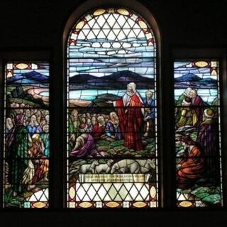 Sermon on the mount stained glass window