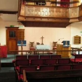 Dais with movable piano, pulpit lectern and communion table