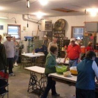 Fish Fry Fellowship in a members garage