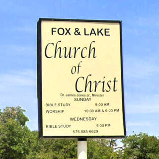 Fox and Lake Church of Christ church sign