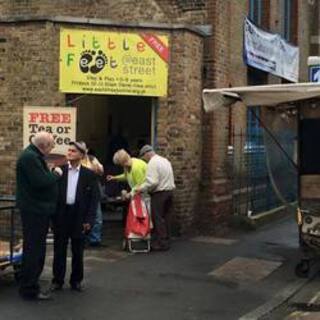 ESBC Coffee Corner with the new sign