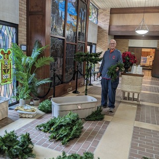 Decorating the church for Christmas