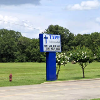 Tapp Methodist - new sign, new name, same Holy Bible