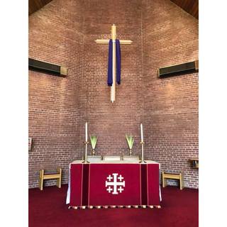 The altar ready for Palm Sunday