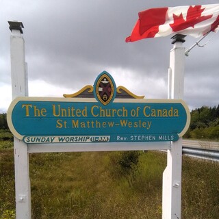 St Matthew Wesley United Church (former St. Columba United Church) sign - photo courtesy of Heritage Trust of Nova Scotia