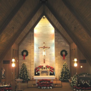 The sanctuary decorated for Christmas