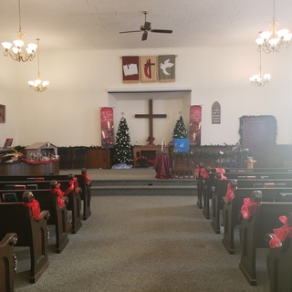 The sanctuary decorated for Christmas