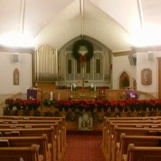 The sanctuary decorated for Christmas