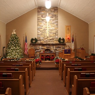 The sanctuary decorated for Christmas