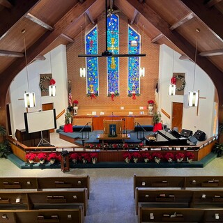 The sanctuary decorated for Christmas