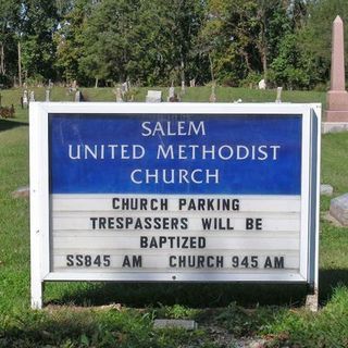 Salem United Methodist Church parking. Trespassers will be baptized.