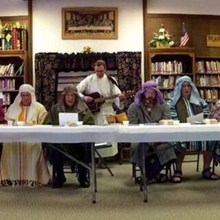 Jesus and the Twelve Apostles sing at the Preschool Easter program