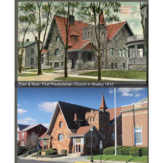 Then and now - First Presbyterian Church in Shelby in 1912