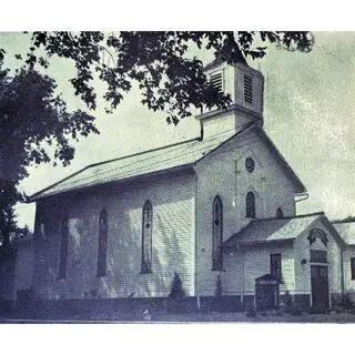 Our present-day New Salem Lutheran Church. School is in background