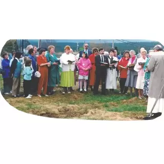 The sod turning ceremony for the construction of the new Church in Torbay