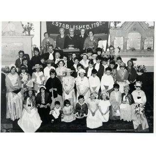 Cast Members with the then Minister Rev Gordon Trowell MA and other officers of Church and School