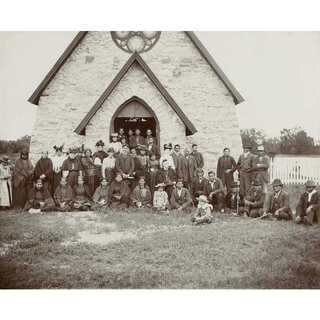 Bishop Whipple and others at St. Cornelia's Church, Morton - photo courtesy of Minnesota Historical Society Collections