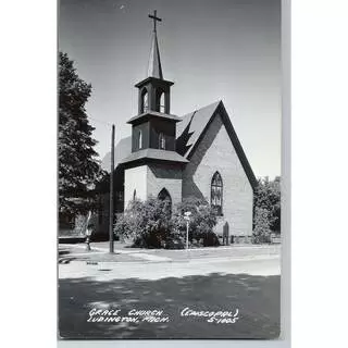 Grace Episcopal Church when it was on the corner of Harrison and Court Streets in Ludington