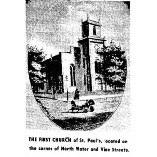 The first church of St. Pauls, located on the corner of North Water and Vine streets - photo courtesy of  Episcopal Diocese of Pittsburgh