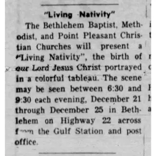 The first mention of the Bethlehem Living Nativity in the Henry County Local on December 15th, 1960 - photo courtesy of Bethlehem Living Nativity