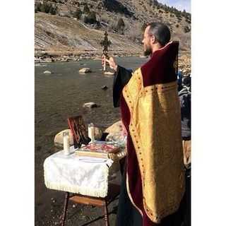 Father Benjamin at the Blessing of the Waters on the Animas - Holy Theophany 2014